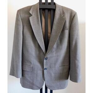 Oscar de la Renta 100% Wool Blazer Mens Size 42R Tan Houndstooth Sport Coat